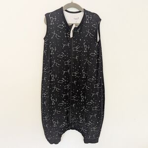 Black Constellation Print Sleeveless Romper
